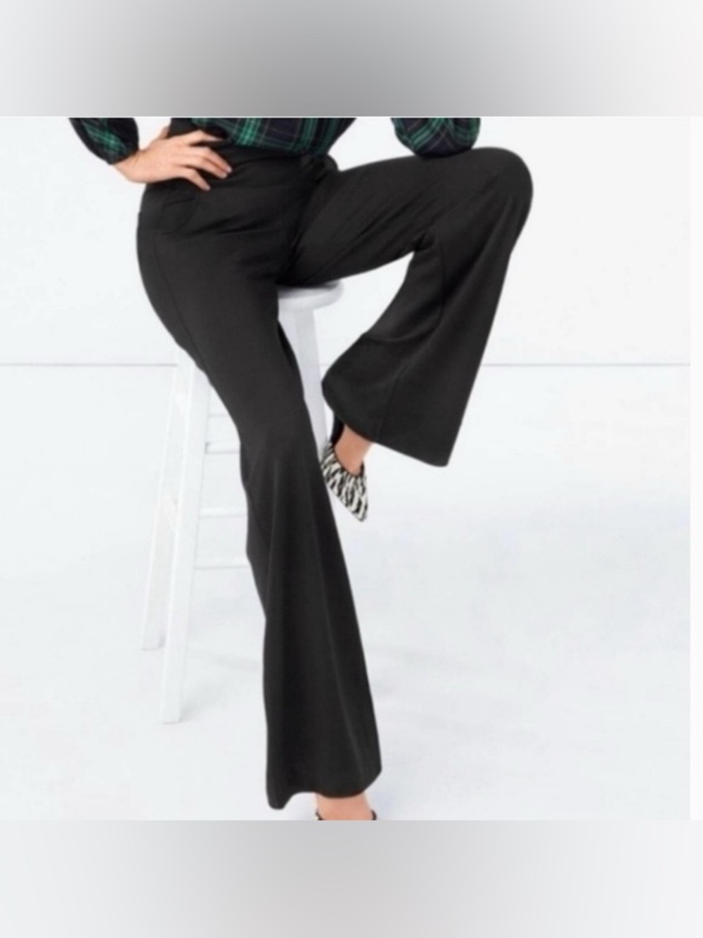 CAbi #3741R Chance Wide Leg Black Stretchy Knit Pants - Size: Small